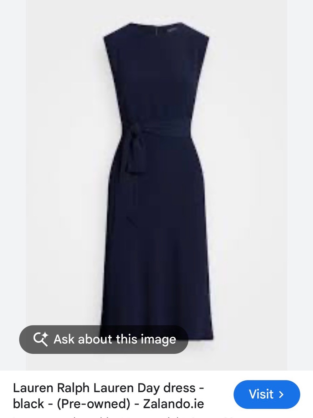 Lauren Ralph Lauren Navy Sleeveless Midi Dress with Side Tie